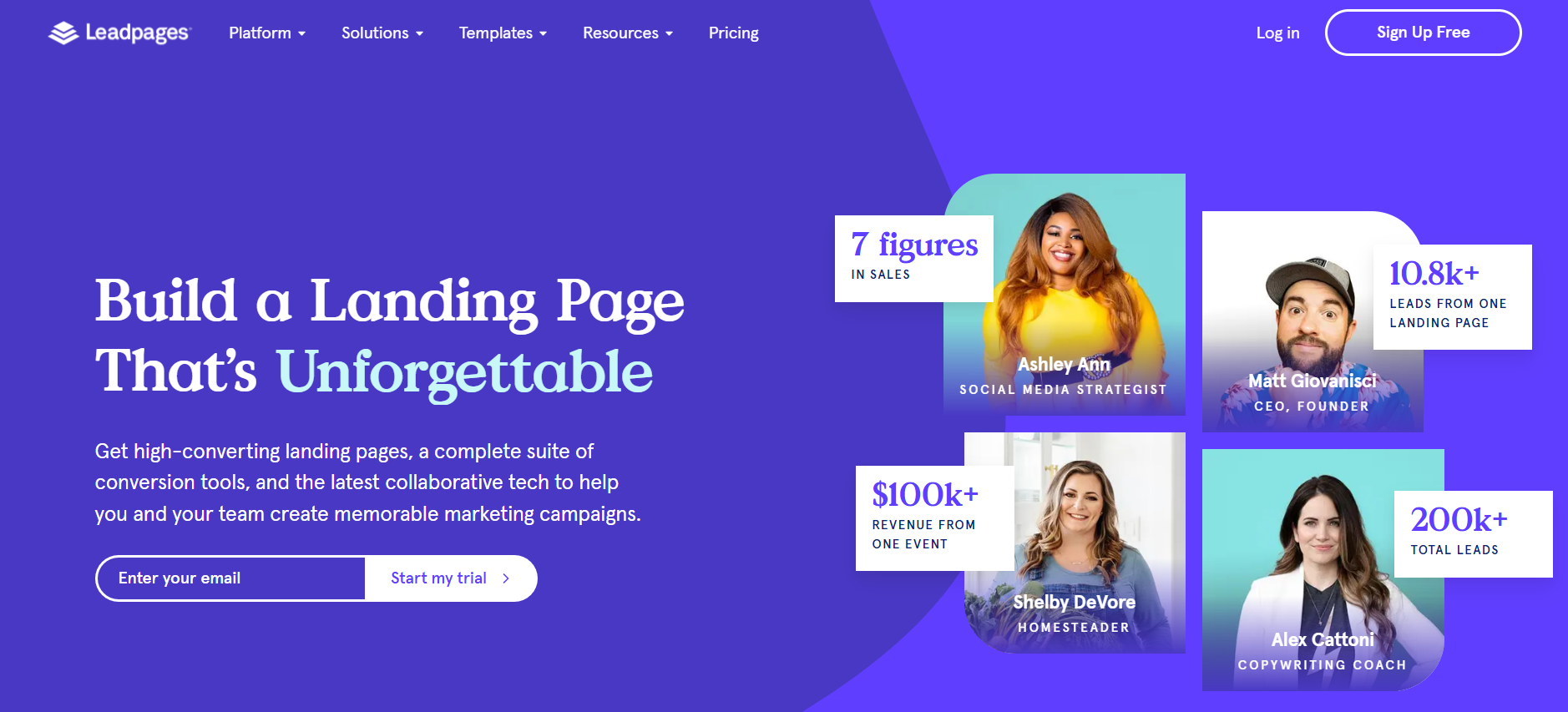 The Leadpages website