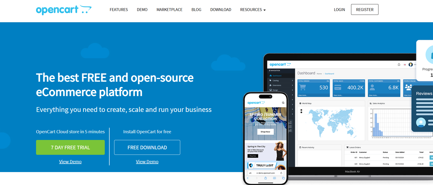 The OpenCart website