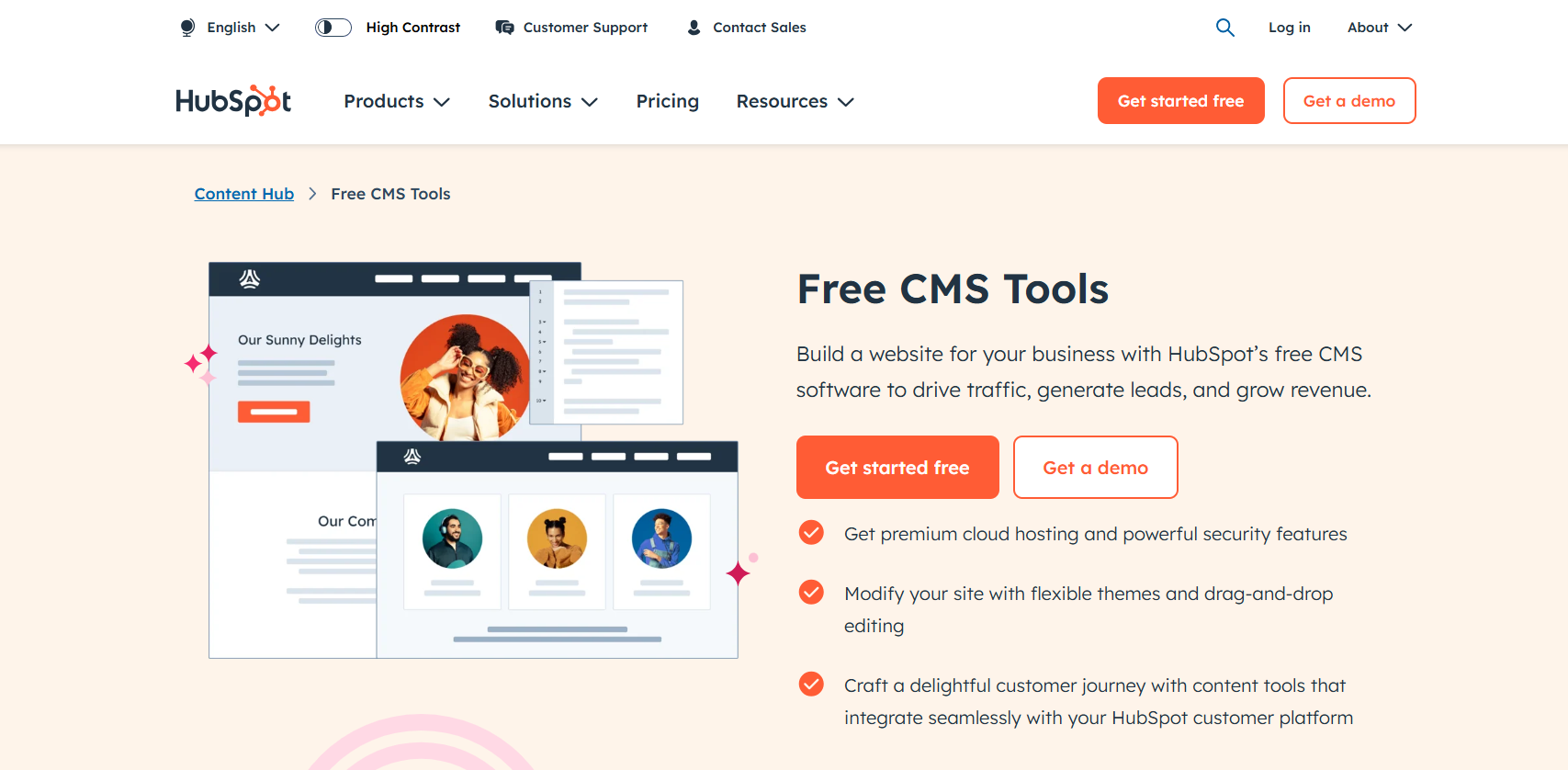 The HubSpot CMS website