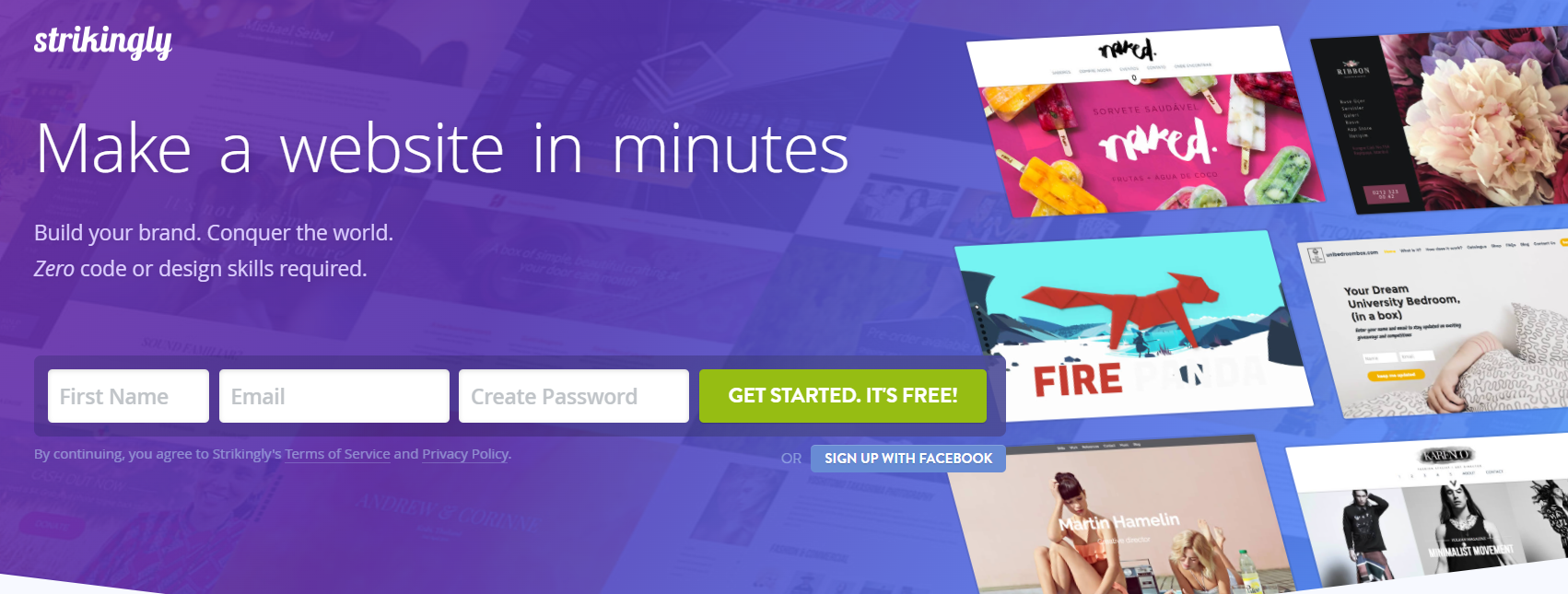 The Strikingly website