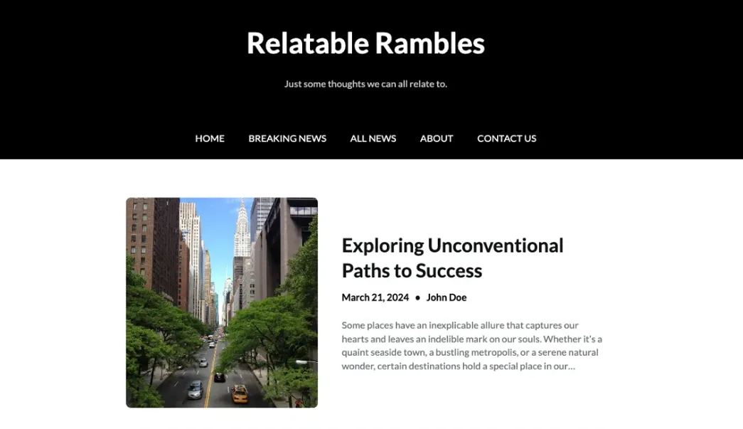Demo homepage of the Writers Weekly free WordPress theme, a layout novelists and authors can use for an author website