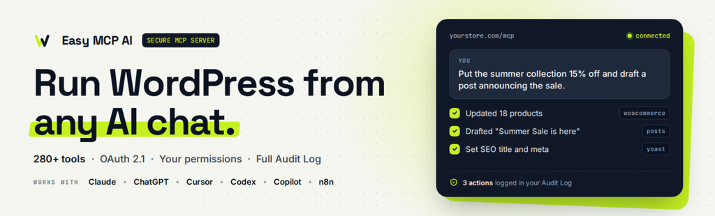 Easy MCP AI WordPress MCP plugin 