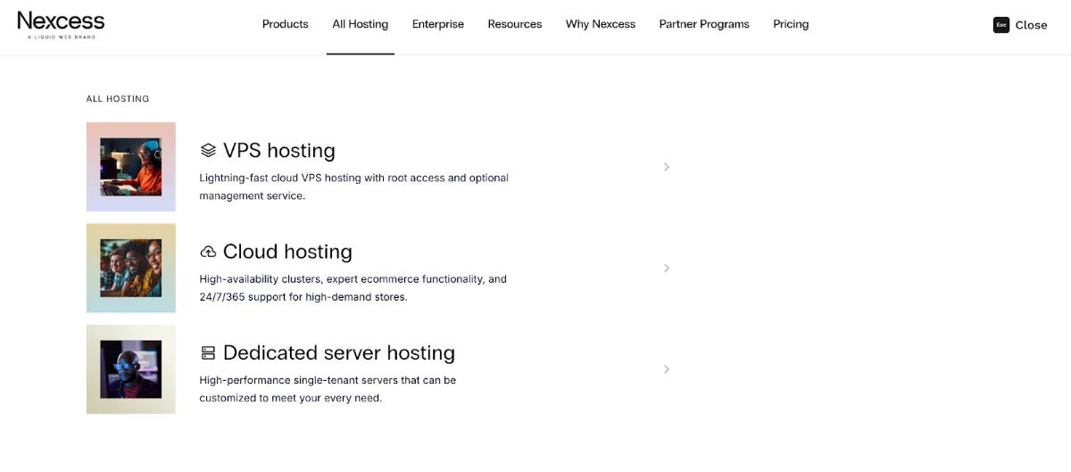 Nexcess homepage for managed WordPress and WooCommerce hosting