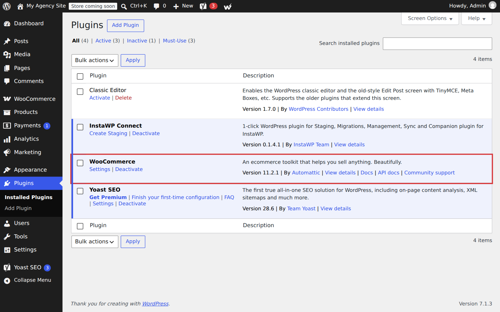 WooCommerce installed
