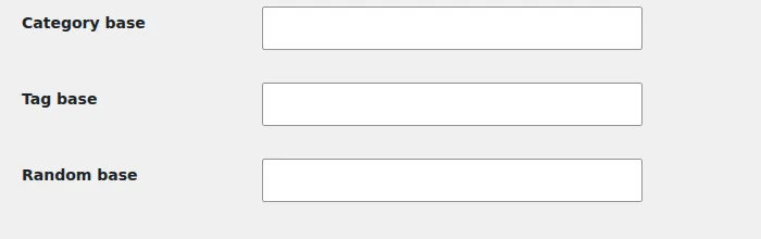 The WordPress 7.2 Beta 3 Permalinks settings screen showing a new Random base field below the Category base and Tag base fields.